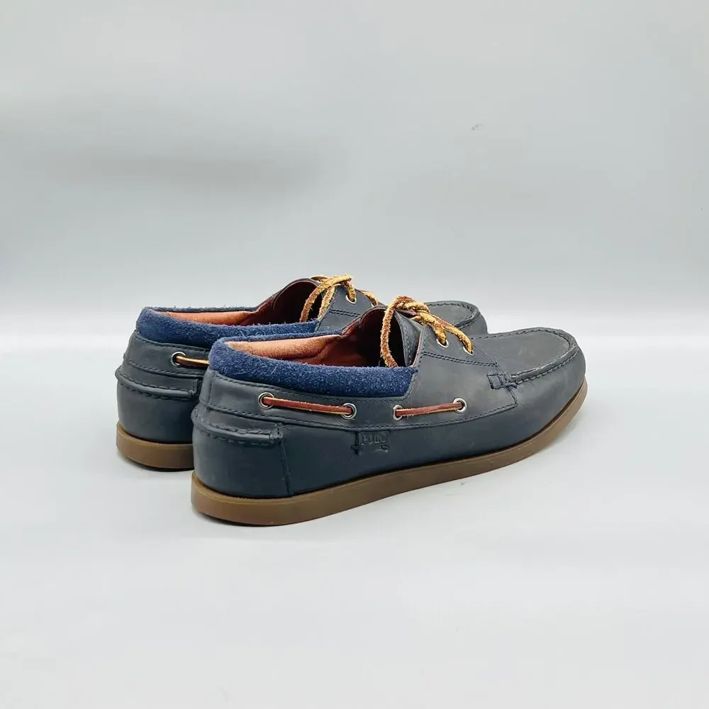Polo Ralph Lauren Shoes Mens 10 Blue Leather Dayne Boat Moc Toe Casual Comfort
